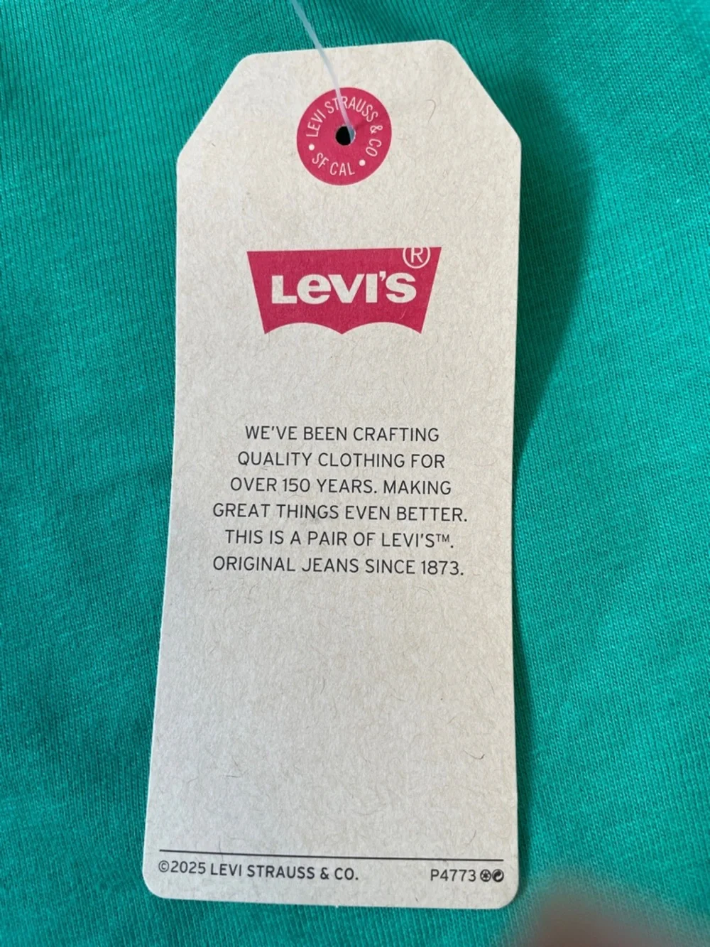 NWT Women’s Levi's Green Tee with Pink Logo & Trim. Size XS. - Picture 5 of 6